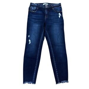 KANCAN Womens Jeans SZ 13/30 Raw Hem Med Wash Distressed KC7317D Cut # 39324